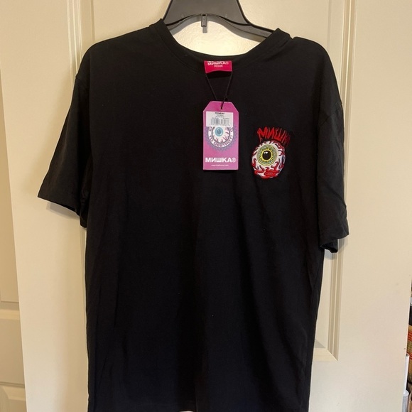 Mishka "Engineered To Destroy" Black T-Shirt With Biker Skull Graphic Size Large - Picture 4 of 16